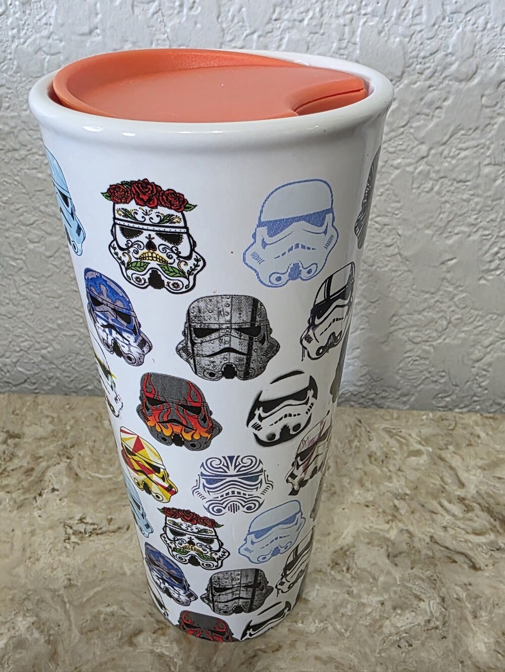 Disney Parks Star Wars Stormtrooper Multi Helmet Ceramic Travel Tumbler Mug 12oz